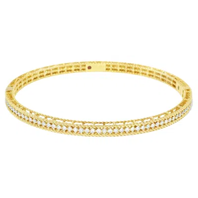 Pre-owned Roberto Coin Symphony Princess Diamond 18-karat Hinged Bracelet In Stock In Multi