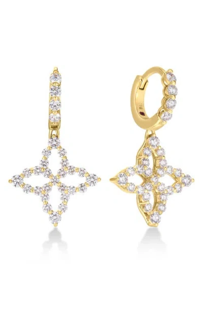 Roberto Coin Tapered Princess Flower Diamond Drop Earrings In Yellow