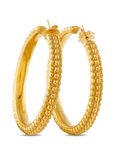 Pre-owned Roberto Coin Textured 18k Yellow Gold Hoop Earrings