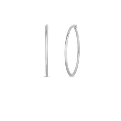 Roberto Coin The Perfect Hoop Classic Earrings Large 18k White Gold 556023awer00 In Metallic