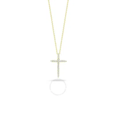 Roberto Coin Tiny Treasure 18k Yellow Gold 0.10ct Diamond Cross Pendant Necklace - 001618aychx0 In Yellow, Gold-tone