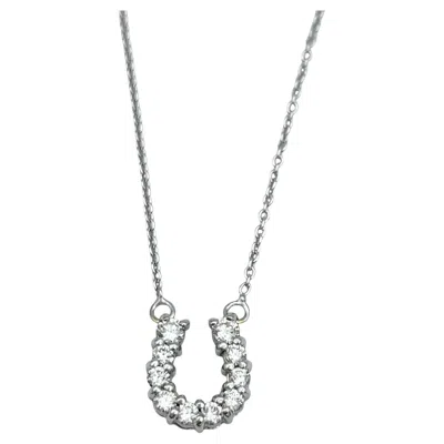 Pre-owned Roberto Coin Tiny Treasures Diamond Horseshoe Pendant Necklace In 18 Karat Gold In Multi