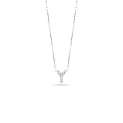 Roberto Coin Tiny Treasures Diamond Love Letter Necklace Y 18k White Gold 001634awchxy In Metallic