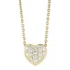 Roberto Coin Tiny Treasures Puffed Diamond Heart Necklace In Yellow Gold - 001549aychx0 In Yellow