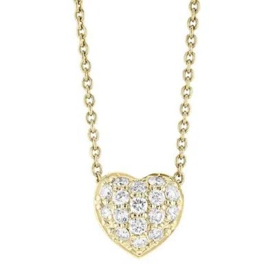 Roberto Coin Tiny Treasures Puffed Diamond Heart Necklace In Yellow Gold - 001549aychx0