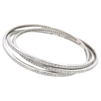 Pre-owned Roberto Coin Triple Diamond Bangles 18k White Gold