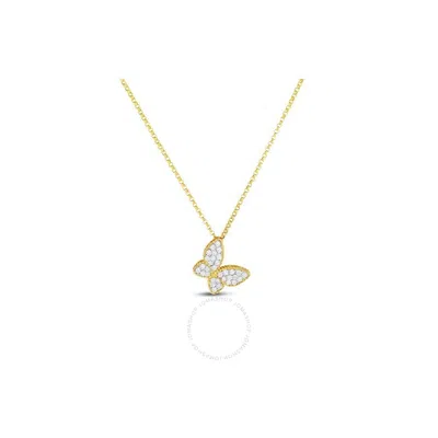 Roberto Coin Two Tone Diamond Butterfly Charm Necklace In Yellow/two Tone