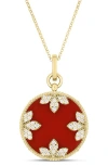 Roberto Coin Venetian Diamond Medallion Necklace In Red