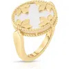 Roberto Coin Venetian Medallion Reversible Mother-of-pearl/diamond Ring In Gold