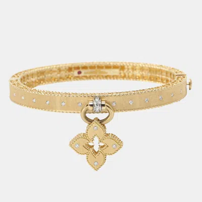 Pre-owned Roberto Coin Venetian Princess Diamond 18k Yellow Gold Bangle Bracelet Cm