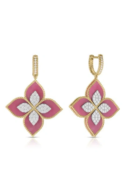 Roberto Coin Venetian Princess Diamond & Rhodonite Drop Earrings In Pink