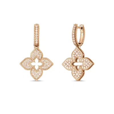 Roberto Coin Venetian Princess Medium Pave Flower Dangle Earrings - 7773348axerx In ["pink","gold Tone","rose Gold Tone"]