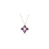 Roberto Coin Venetian Princess Small Purple Titanium Flower Necklace With Diamonds In 18k Rose Gold