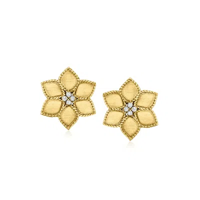 Roberto Coin "vernazza" 18kt Yellow Gold Daisy Earrings With Diamonds