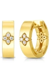 Roberto Coin Verona Diamond Huggie Hoop Earrings In Yellow Gold/diamond