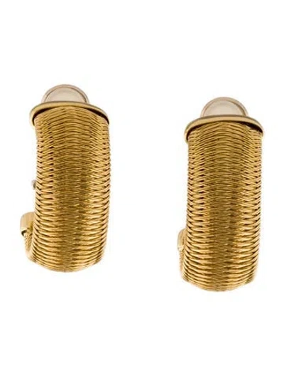 Pre-owned Roberto Coin Vintage 18k Primavera Woven Clip-on Earrings In Multi