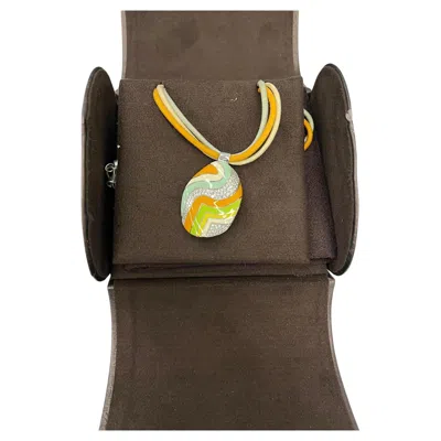 Pre-owned Roberto Coin Vintage Enamel Pendant Multiple Colours In 18ct White Gold