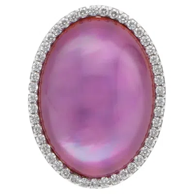 Pre-owned Roberto Coin Vintage  Amethyst, Shell And Diamond Oval Ring In Purple