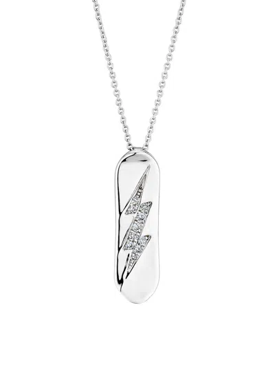 Roberto Coin Women's 18k White Gold & 0.09 Tcw Diamond Snowboard Pendant Necklace In Gray