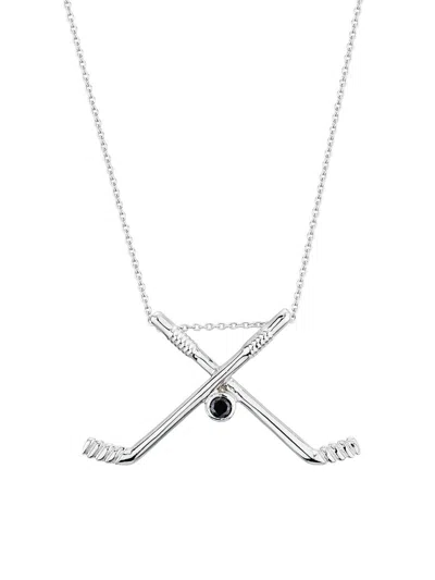 Roberto Coin Women's 18k White Gold & 0.30 Tcw Black Diamond Hockey Stick Pendant Necklace In Metallic
