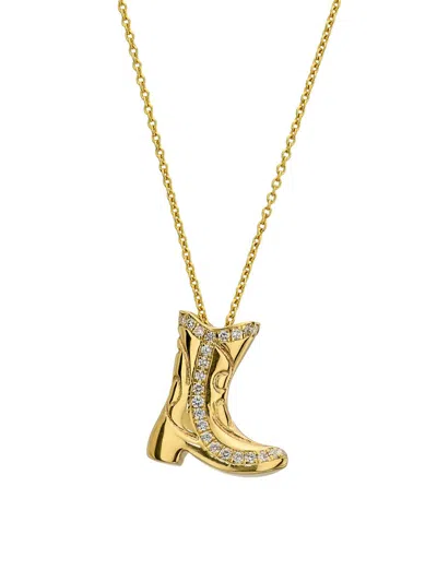 Roberto Coin Women's 18k Yellow Gold & 0.11 Tcw Diamond Cowboy Boot Pendant Necklace