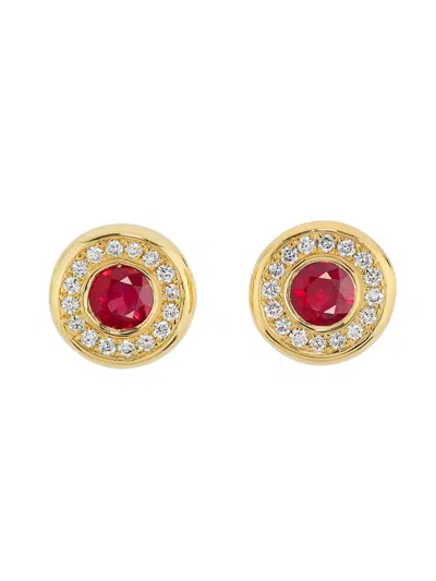 Roberto Coin 18k Gold Ruby Stud Earrings In Yg