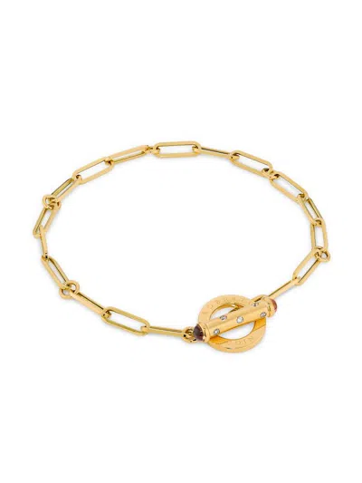 Roberto Coin Women's 18k Yellow Gold, Ruby & 0.07 Tcw Diamond Paper Clip Chain Bracelet