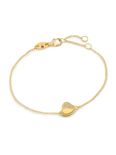 Roberto Coin Women's Amorino 18k Yellow Gold & 0.03 Tcw Diamond Heart Charm Bracelet