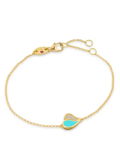 Roberto Coin Women's Amorino 18k Yellow Gold & 0.03 Tcw Diamond Heart Charm Bracelet