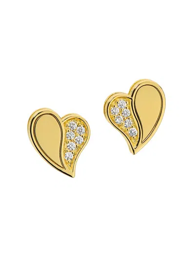 Roberto Coin Women's Amorino 18k Yellow Gold & 0.06 Tcw Diamond Heart Stud Earrings