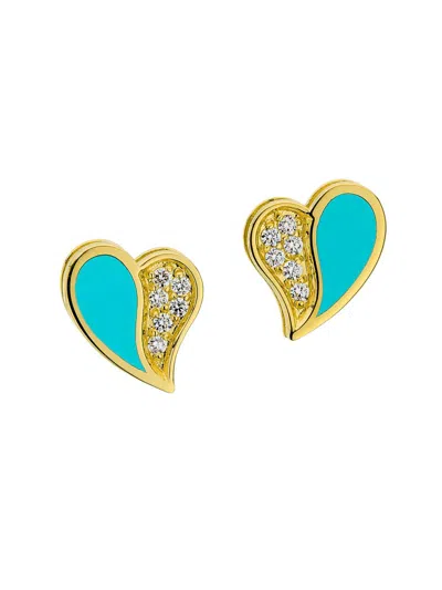 Roberto Coin Women's Amorino 18k Yellow Gold & 0.06 Tcw Diamond Heart Stud Earrings