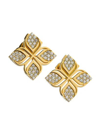 Roberto Coin Women's Arabesque Flower 18k Yellow Gold & 0.68 Tcw Diamond Earrings