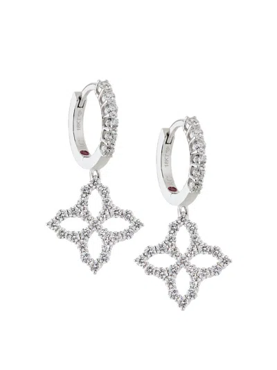 Roberto Coin Women's Diamond Princess 18k White Gold & 1.37 Tcw Diamond Hoop Earrings In Orange
