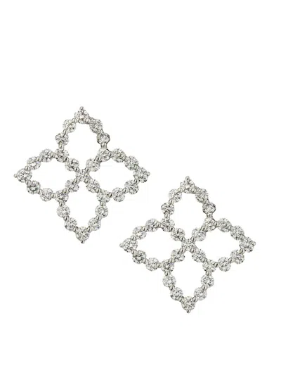 Roberto Coin Women's Diamond Princess 18k White Gold & 2.85 Tcw Diamond Flower Earrings In Metallic