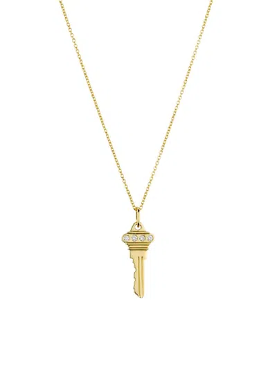 Roberto Coin 18k Yellow Gold Tiny Treasures Diamond Key Pendant Necklace, 16-18