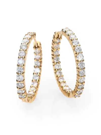 Roberto Coin Women's Perfect Diamond Hoops 18k Yellow Gold & 3.43 Tcw Diamond Inside-out Hoop Earrings