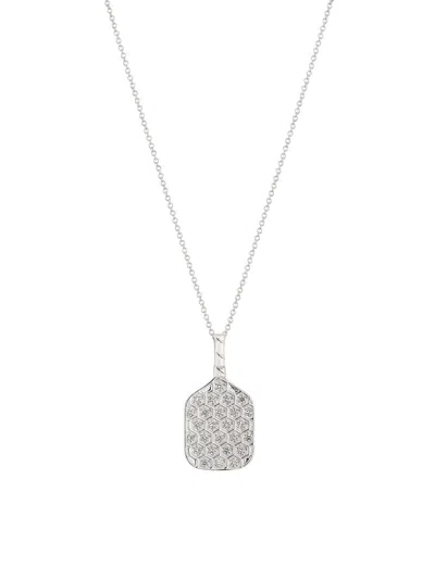 Roberto Coin Women's Pickleball Racket 18k White Gold & 0.20 Tcw Diamond Necklace In Silver
