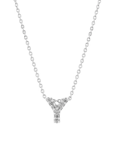 Roberto Coin Women's Tiny Treasures 0.08 Tcw Diamond & 18k White Gold Initial Necklace In Gray