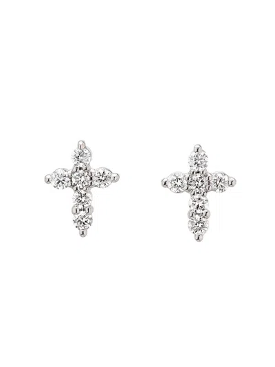 Roberto Coin Women's Tiny Treasures 18k Gold & 0.24 Tcw Diamond Cross Stud Earrings In Burgundy