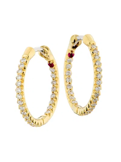 Roberto Coin 30mm Micro Pave Diamond Hoop Earrings In 18k Yellow Gold