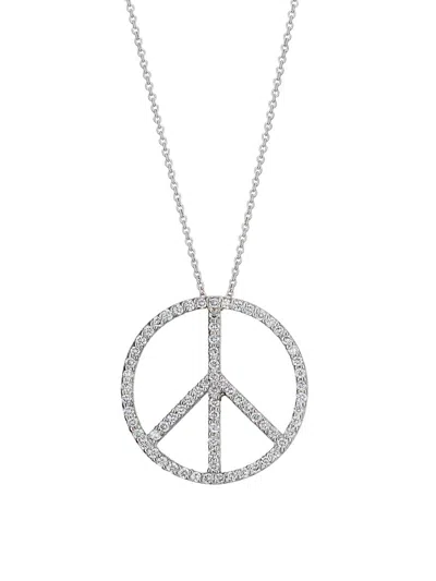 Roberto Coin Women's Tiny Treasures 18k White Gold & 0.18 Tcw Diamond Peace Sign Pendant Necklace In Purple