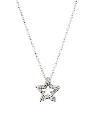 Roberto Coin Women's Tiny Treasures 18k White Gold & 0.18 Tcw Diamond Star Pendant Necklace In Burgundy