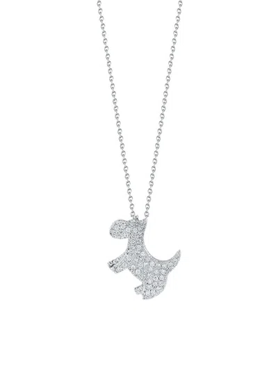 Roberto Coin Women's Tiny Treasures 18k White Gold & 0.21 Tcw Diamond Scotty Dog Pendant Necklace In Orange