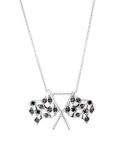 Roberto Coin Women's Tiny Treasures 18k White Gold & 0.30 Tcw Black Diamond Pendant Necklace In Purple
