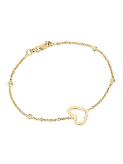 Roberto Coin Women's Tiny Treasures 18k Yellow Gold & 0.08 Tcw Diamond Open Heart Bracelet