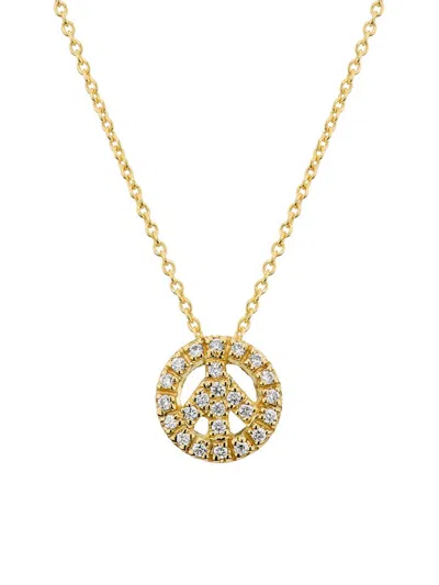 Roberto Coin Women's Tiny Treasures 18k Yellow Gold & 0.11 Tcw Diamond Peace Sign Pendant Necklace In Neutral