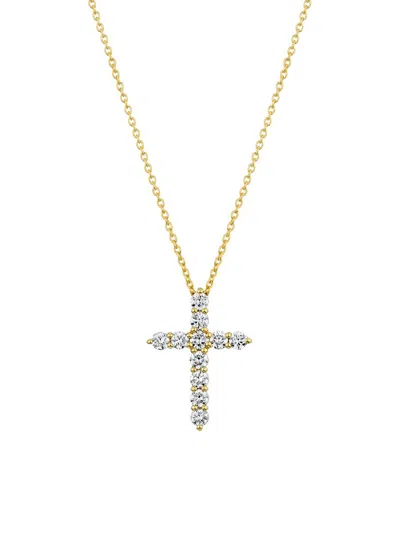 Roberto Coin Women's Tiny Treasures 18k Yellow Gold & 0.45 Tcw Diamond Cross Pendant Necklace In Orange