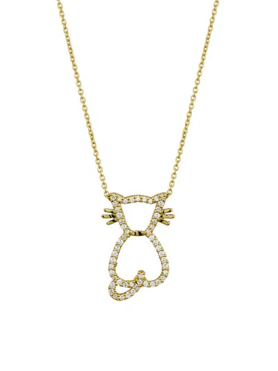 Roberto Coin Women's Tiny Treasures Cat 18k Yellow Gold & 0.19 Tcw Diamond Cat Pendant Necklace