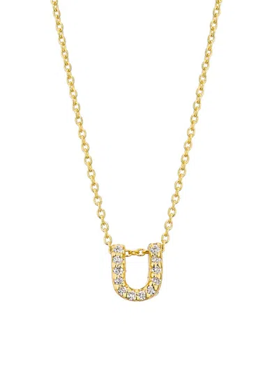Roberto Coin Women's Tiny Treasures Diamond & 18k Yellow Gold Initial Necklace In Metallic