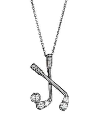 Roberto Coin Women's Tiny Treasures Golf Clubs 18k White Gold, Ruby & 0.21 Tcw Diamond Necklace In Silver